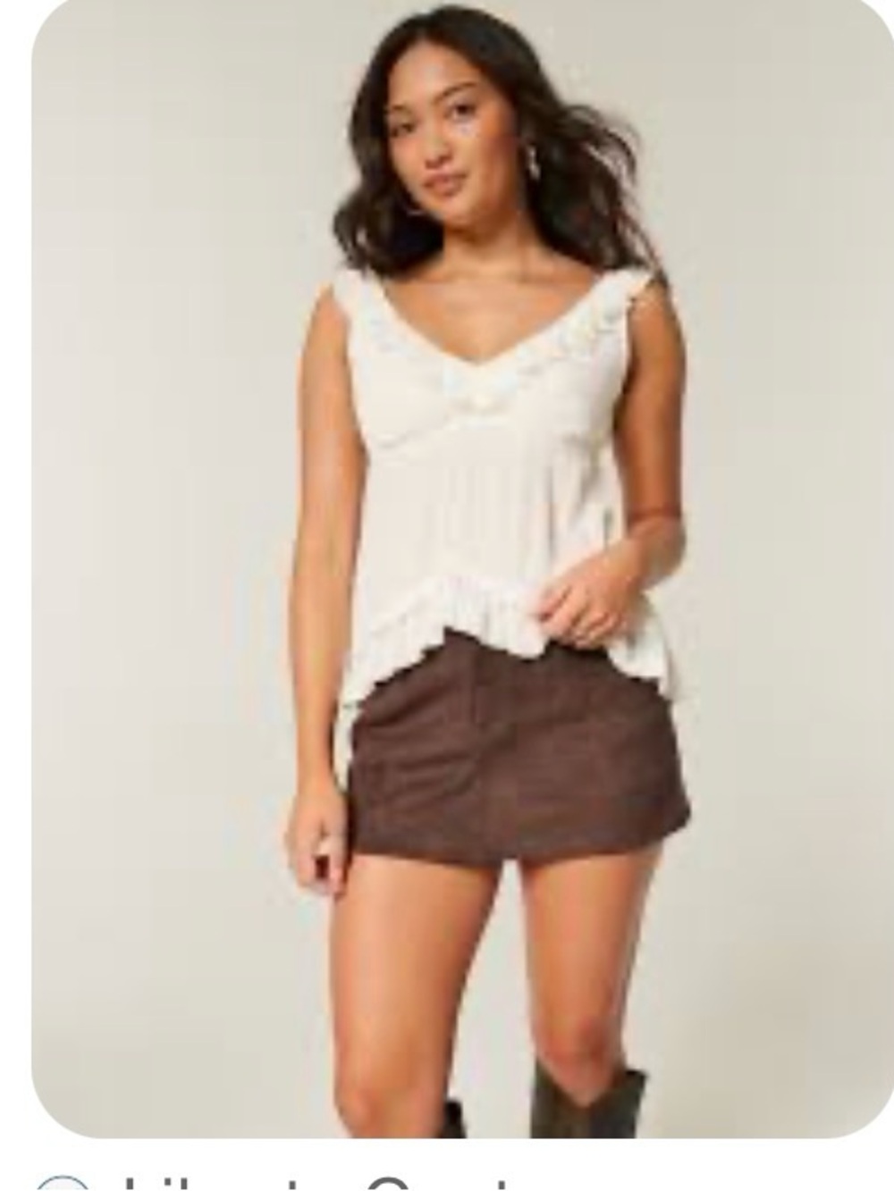 Hollister Cream Ruffle V-Neck Babydoll